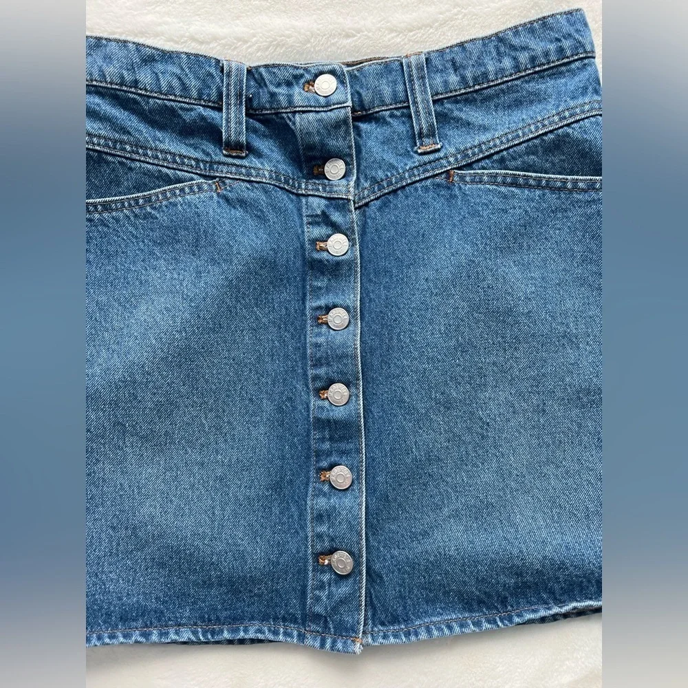 Madewell Stretch Denim A-Line Mini Skirt - Size 30 - Picture 3 of 5